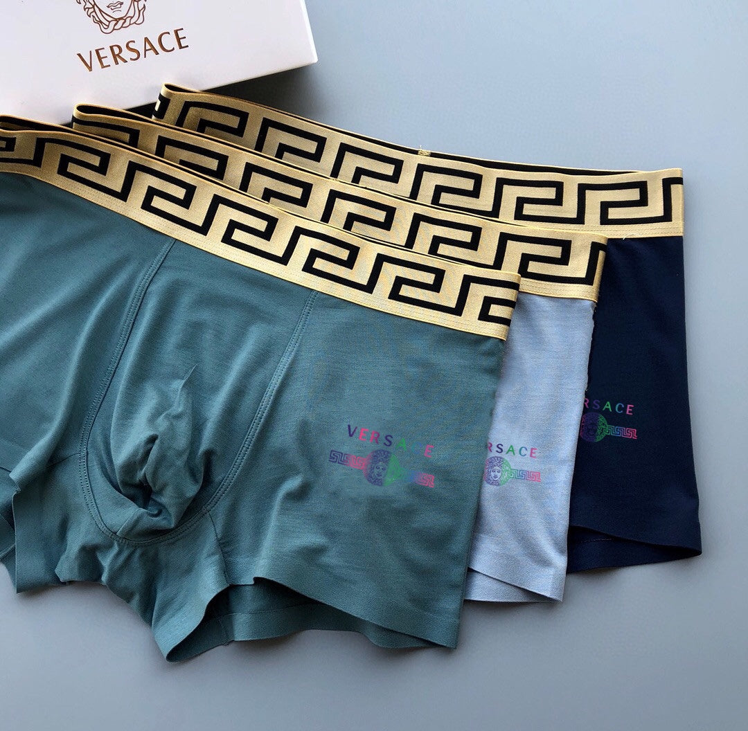 Versace Black, White & Grey Cotton Men's Boxer Briefs – 3-Pack