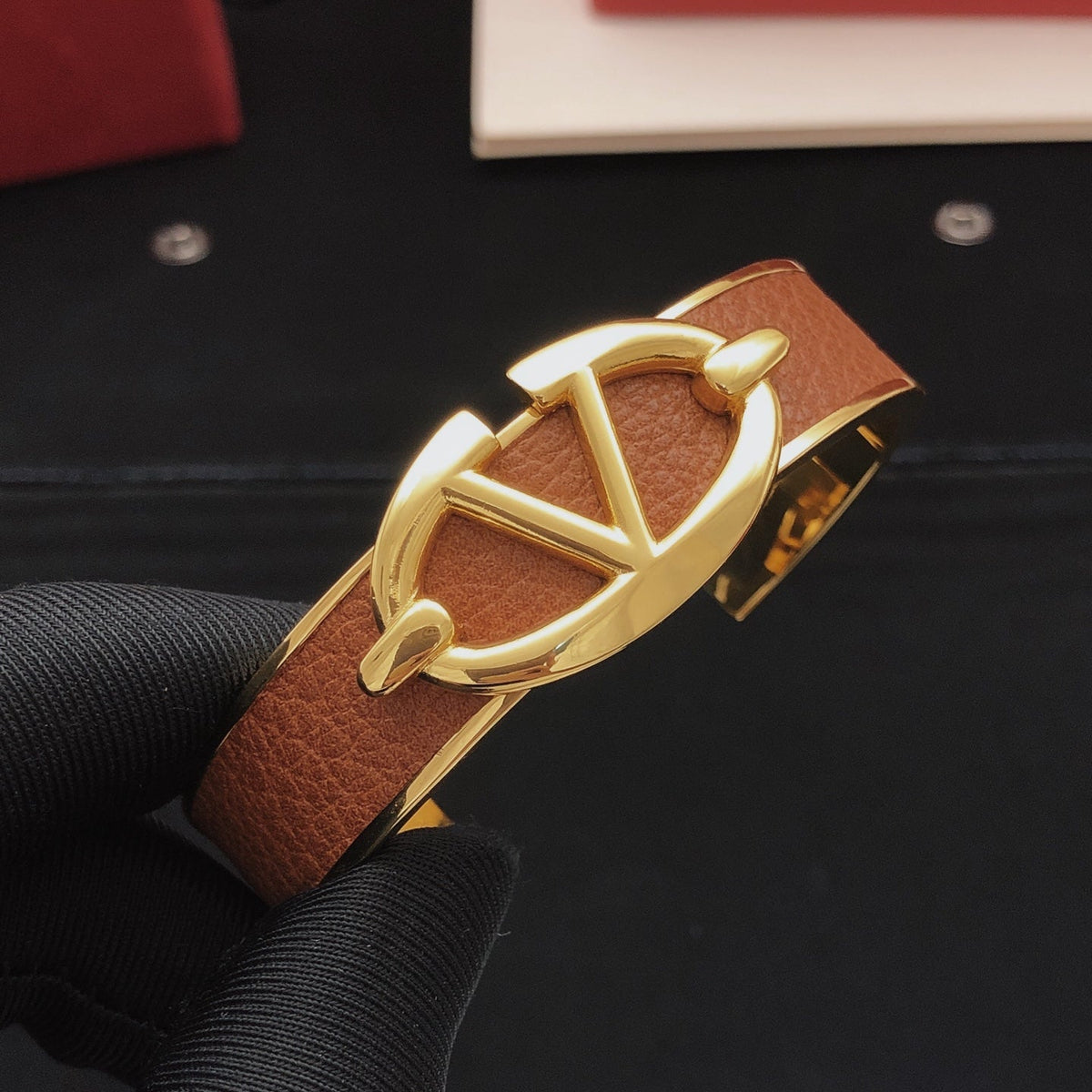 Martin Graham cuff bracelet in polished metal-tone – front view