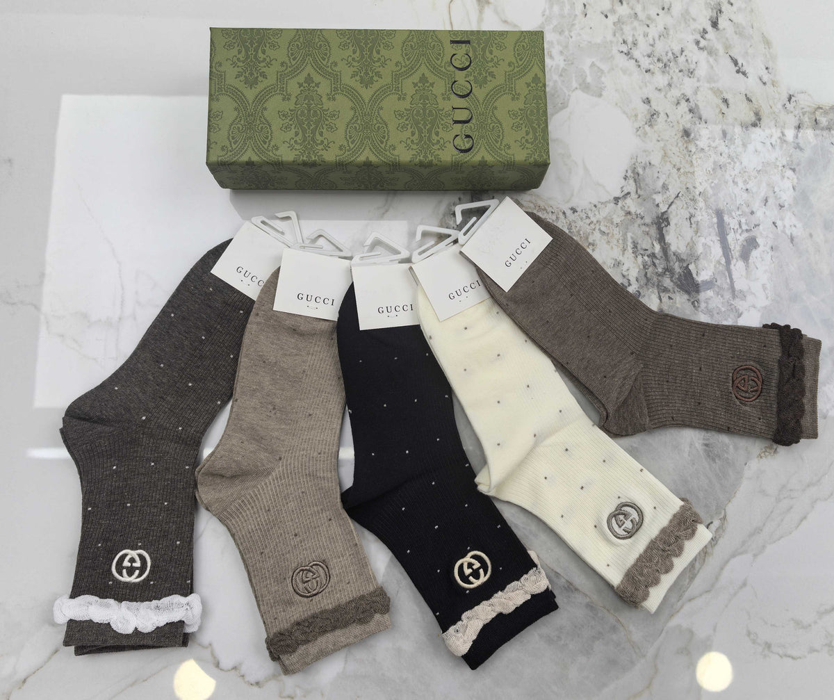 Gucci Combed Cotton Crew Socks - 5-Pair Set