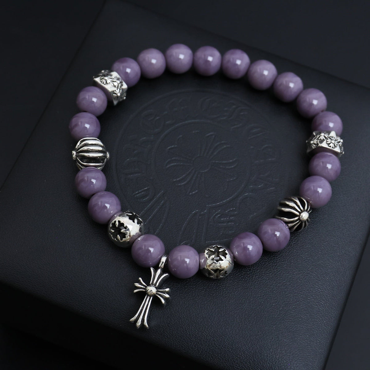Martin Graham beaded bracelet in polished metal-tone – front product view