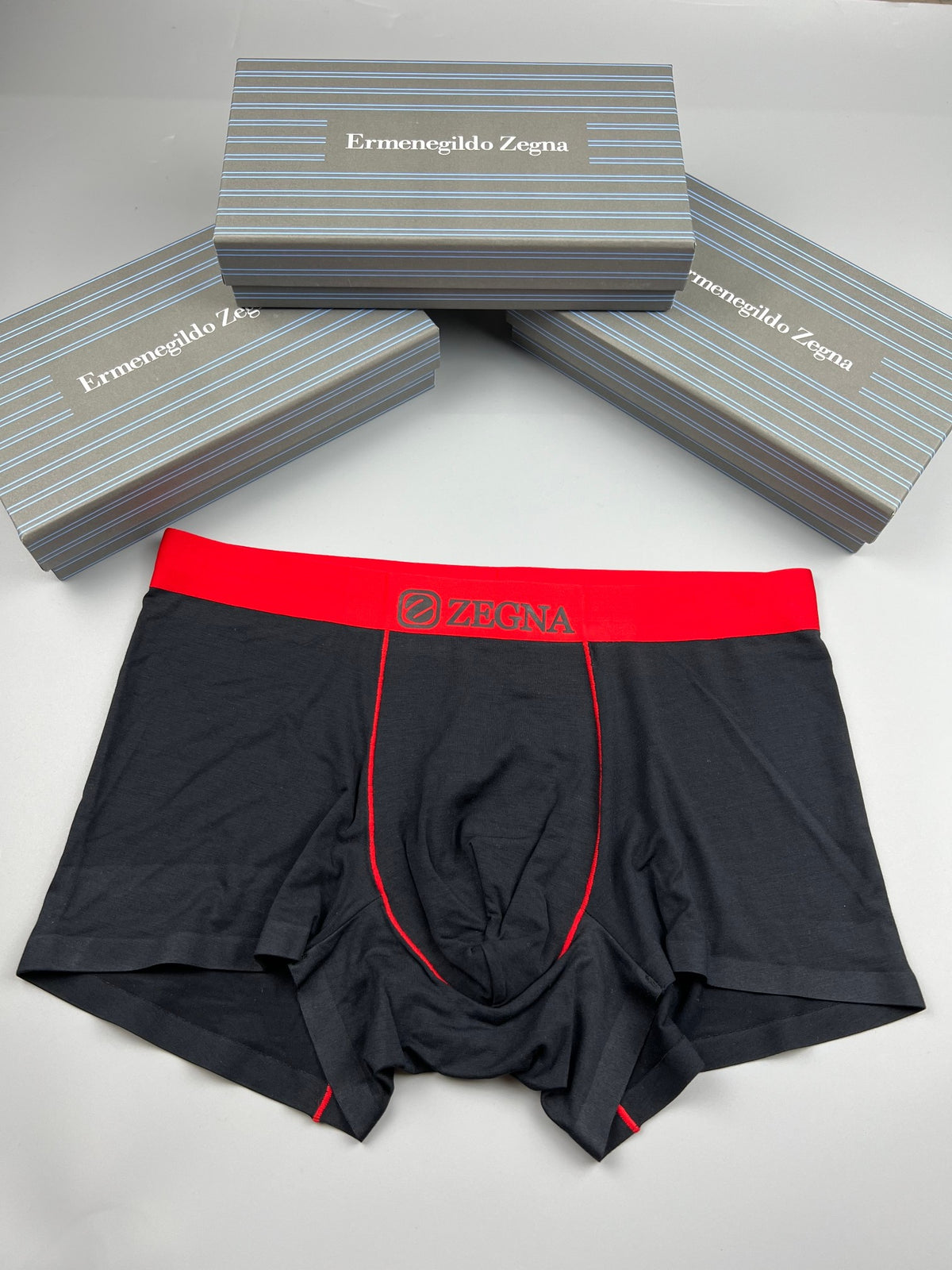 Ermenegildo Zegna Modal Red-And-Green Waistband Accents Men's Boxer Briefs - 3-Piece Box