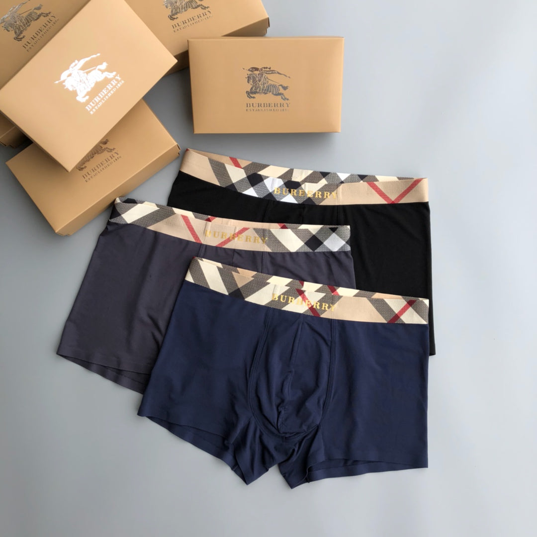 Burberry Check-Inspired Waistbands Men's Boxer Briefs - 3-Piece Box