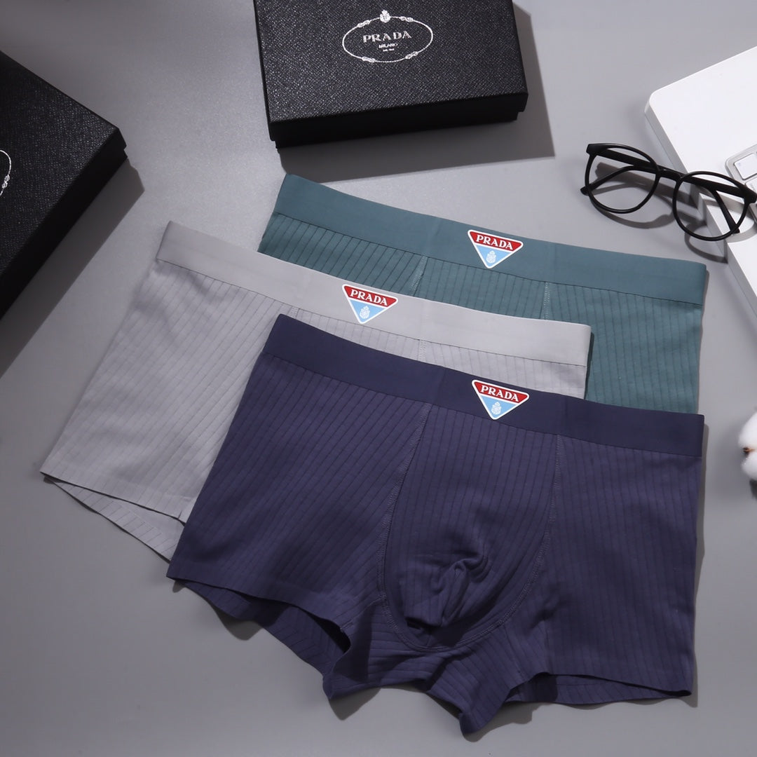 Prada Small Triangle Details Men's Boxer Briefs - 3-Piece Box