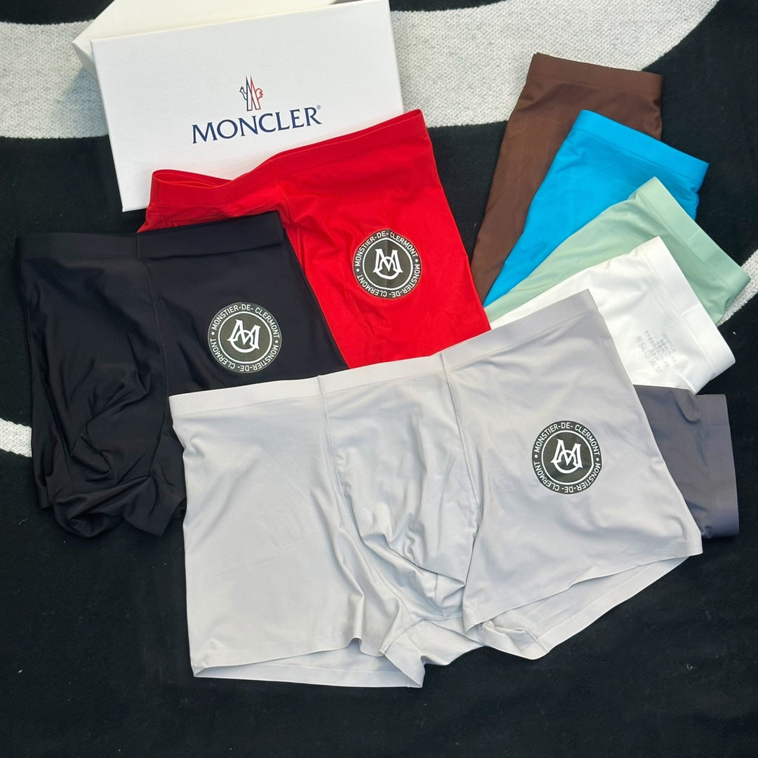 Moncler Goat-milk silk Circular Patch Details Men's Boxer Briefs - 3-Piece Box