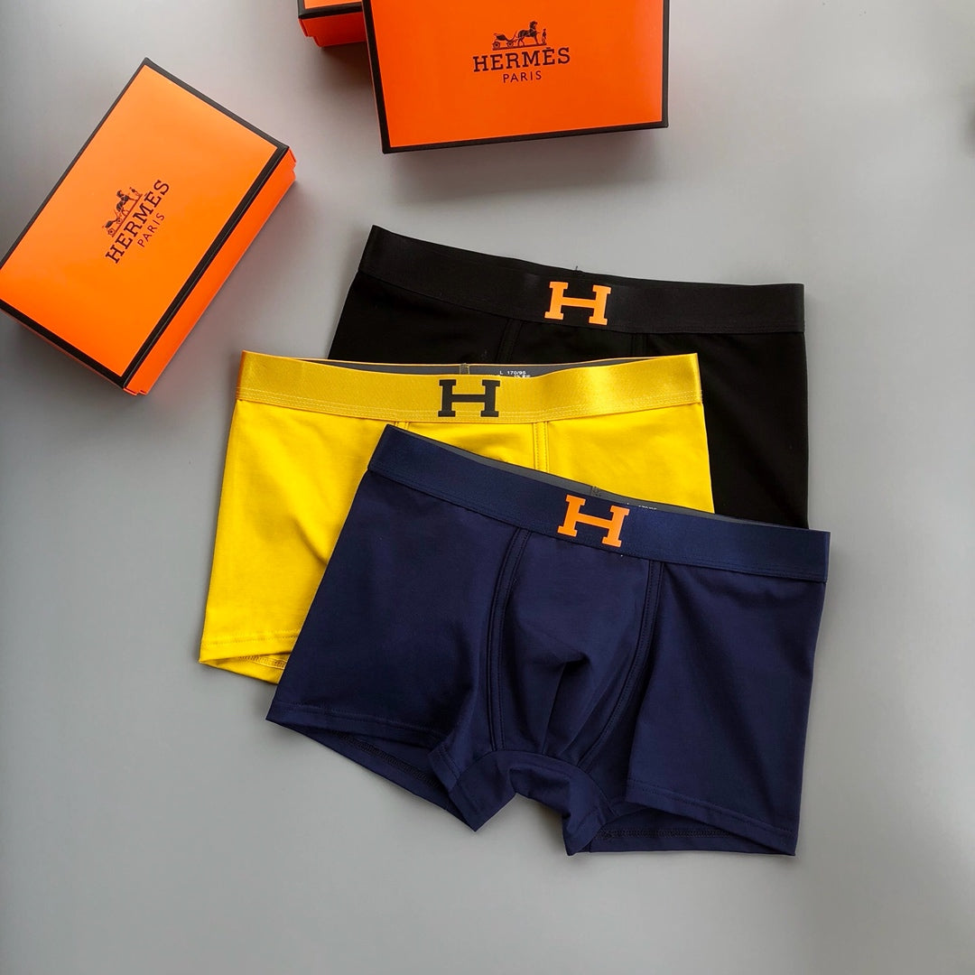 Hermes Contrast H Details Men's Boxer Briefs - 3-Piece Box