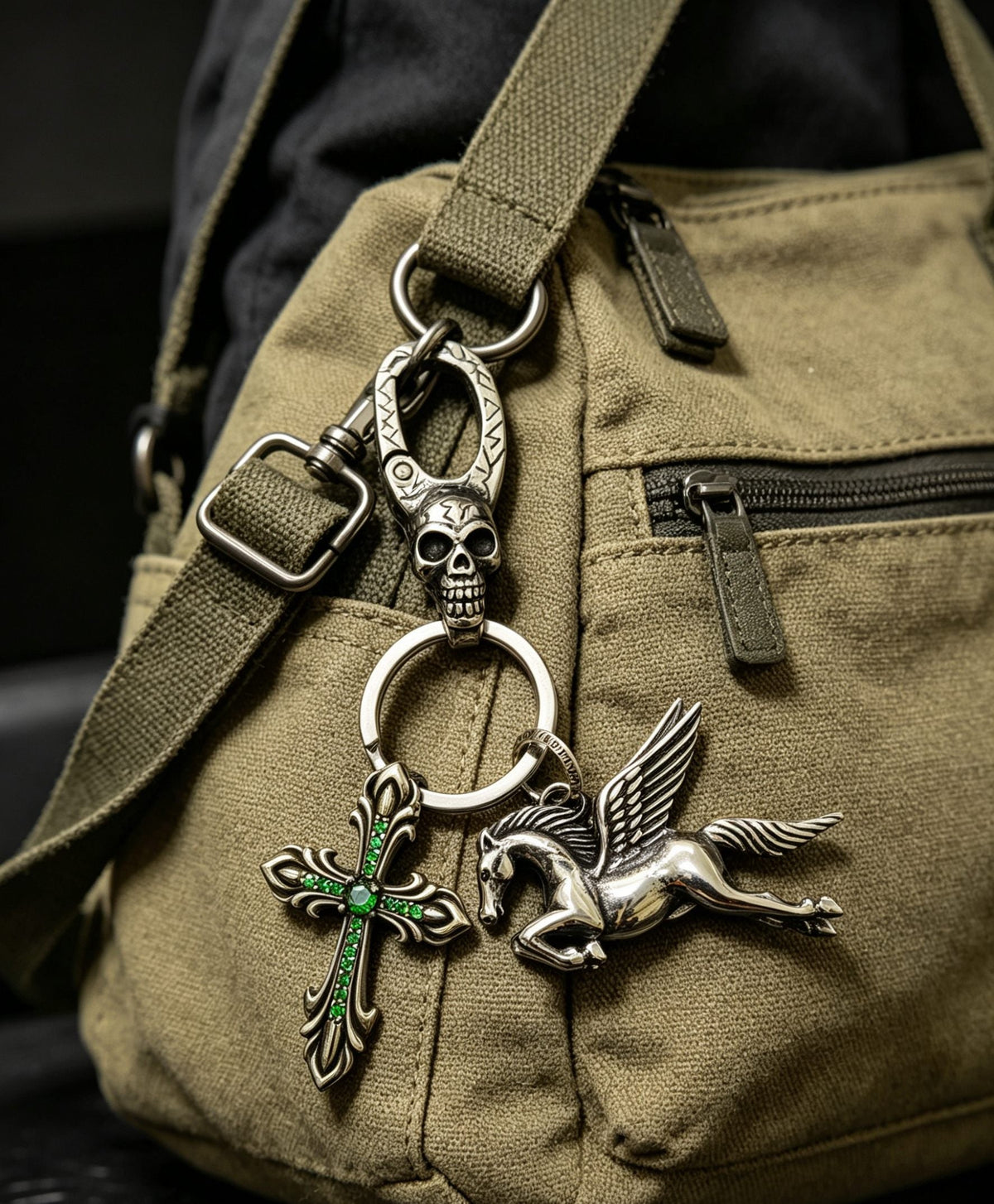 Martin Graham keychain in polished metal-tone – front product view