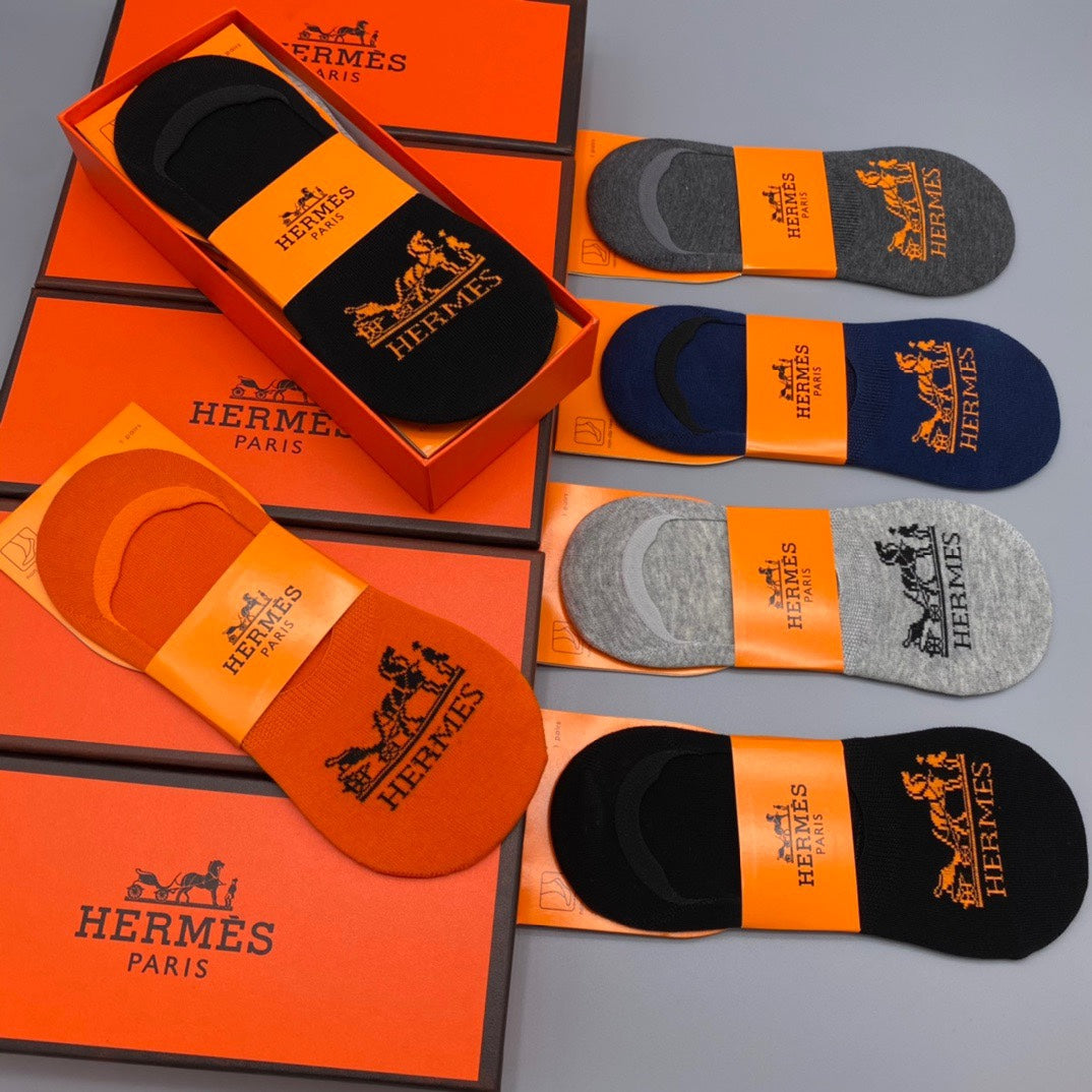 Hermes Horse Graphics No-Show Socks - 5-Pair Set