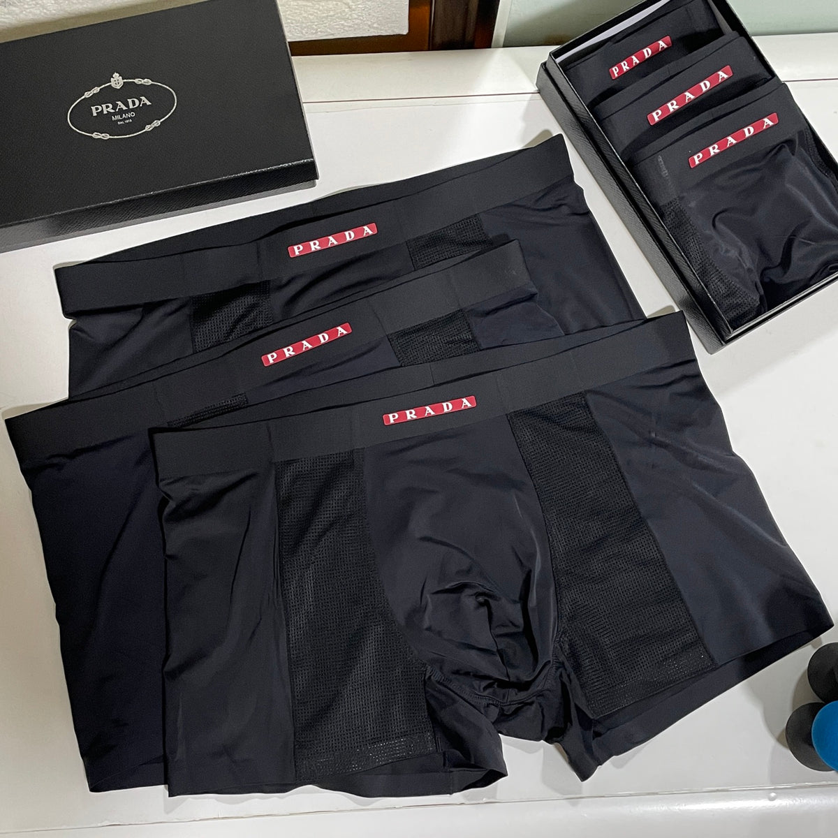 Prada Black Men's Boxer Briefs - 3-Piece Box