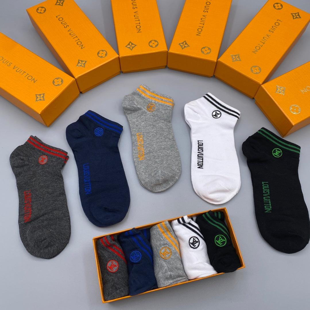 Louis Vuitton Embroidered Initials Ankle Socks - 5-Pair Set