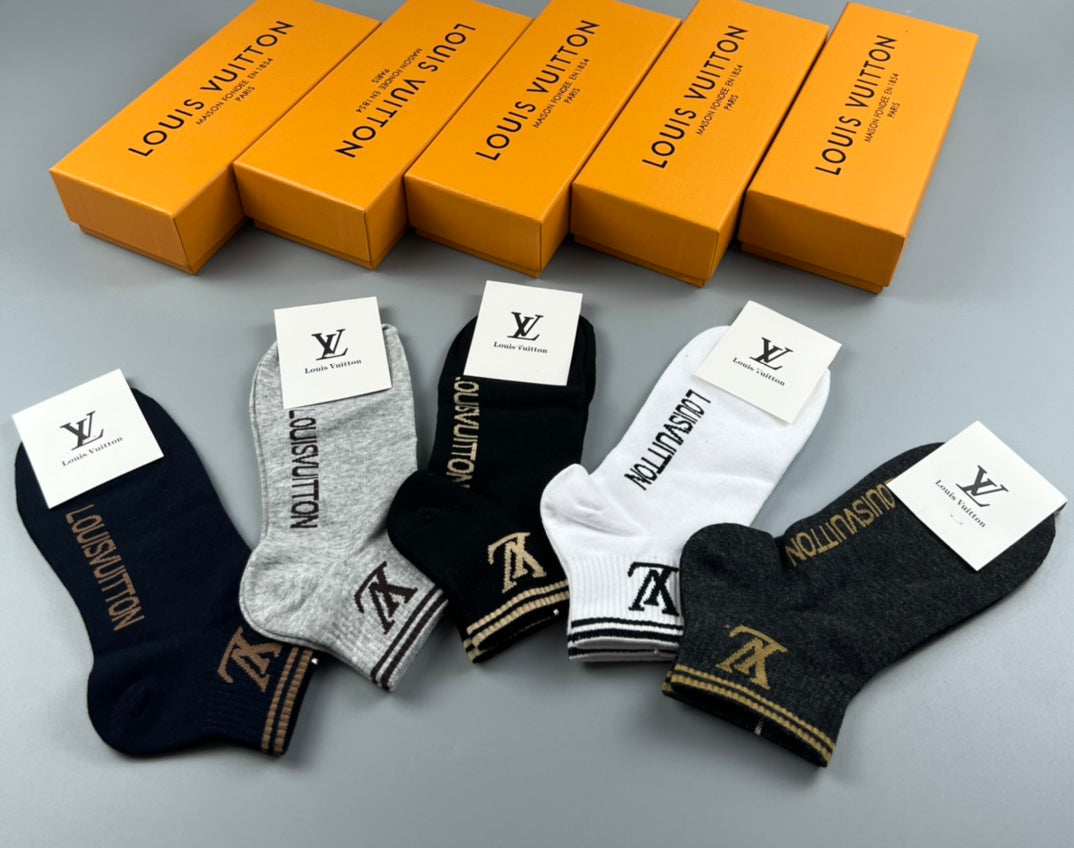 Louis Vuitton Logo No-Show Ankle Socks - 5-Pair Box