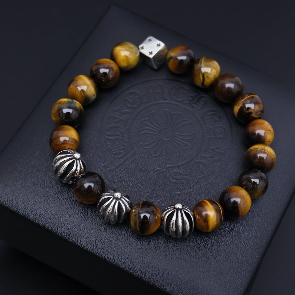 Martin Graham beaded bracelet in polished metal-tone – front product view