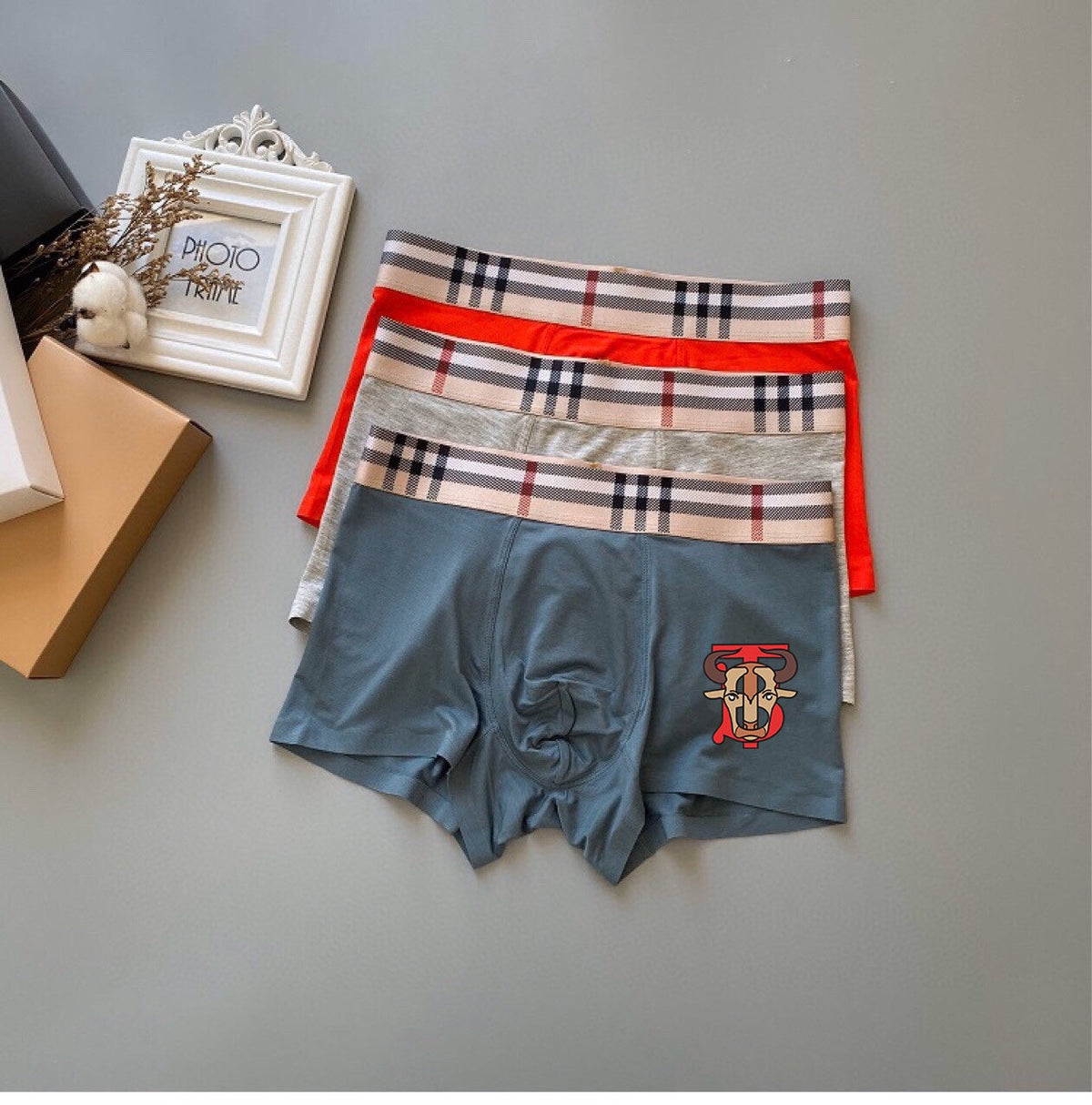 Burberry Bear-Patch Check-Waistband Modal-Blend Boxer Briefs - Box of 3