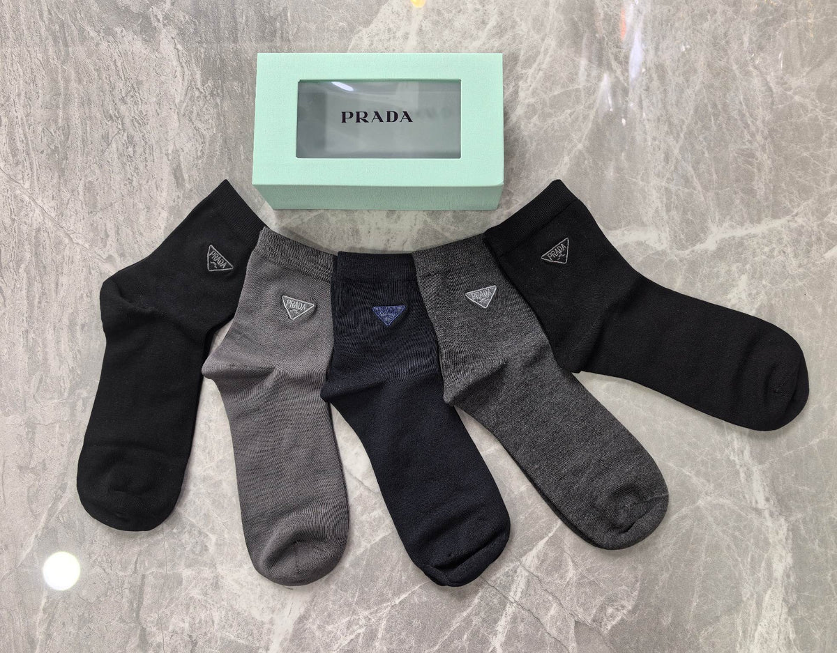 Prada Modal Blend Crew Socks - 5-Pair Set