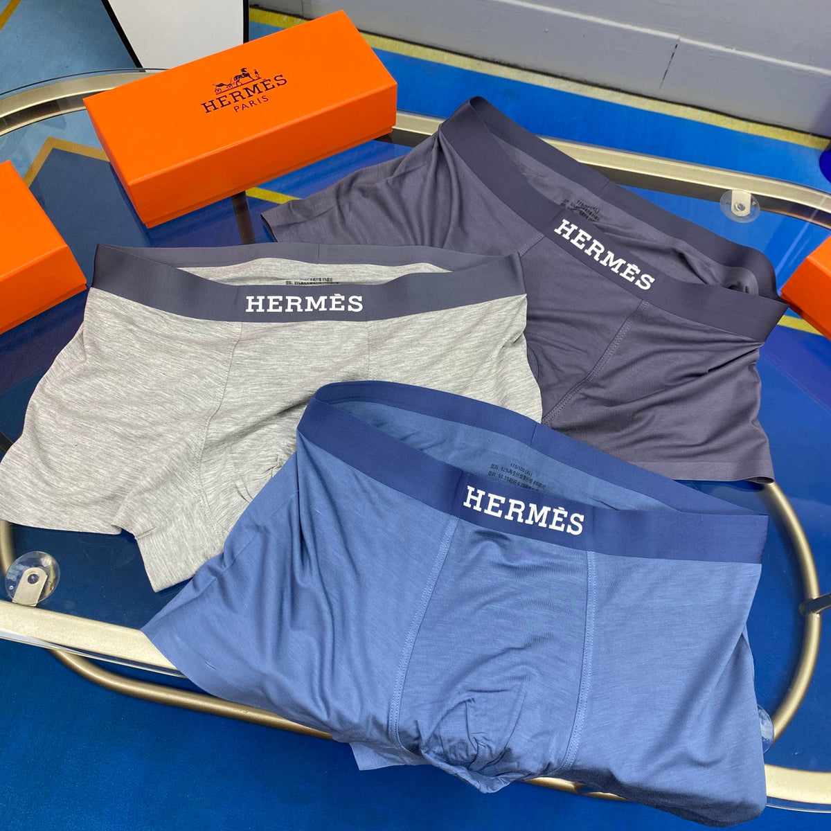 Hermes Broad Contrast Waistbands Men's Boxer Briefs