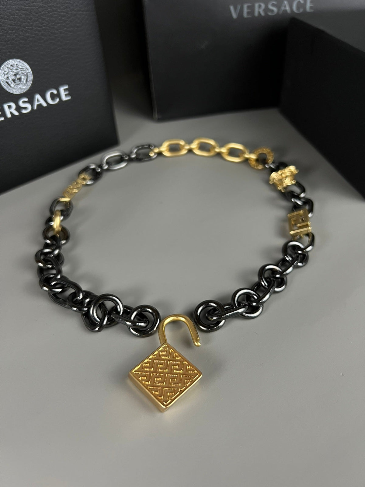 Martin Graham pendant necklace in polished metal-tone – front product view