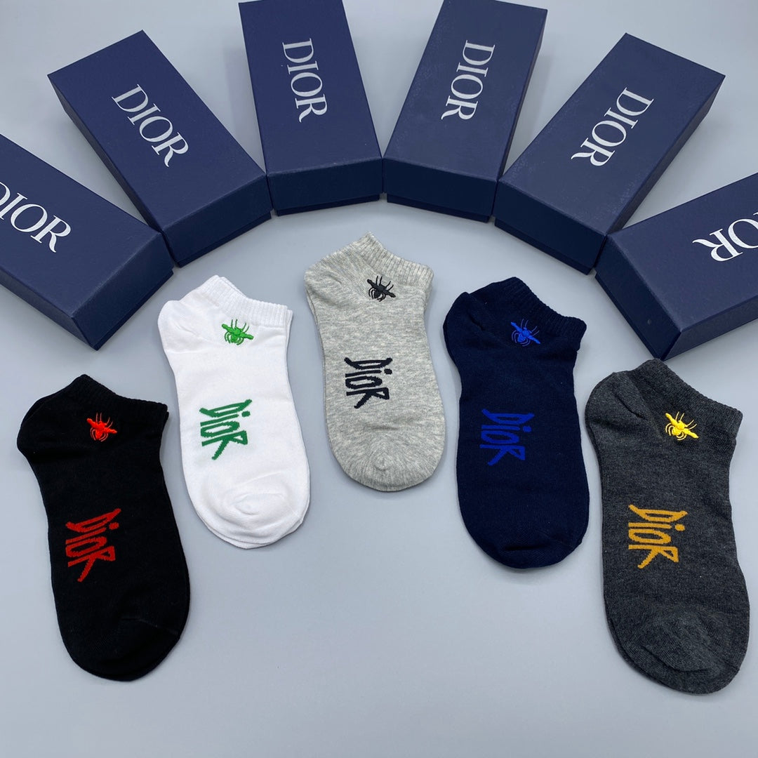 Dior Graphic Ankle Socks - 5-Pair Box