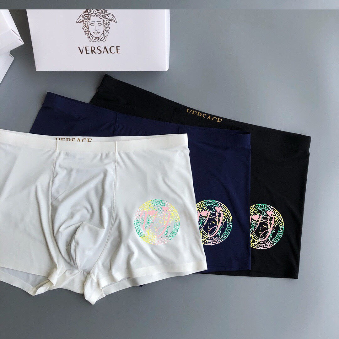 Versace Clean Logo Waistbands Men's Boxer Briefs - 3-Piece Box