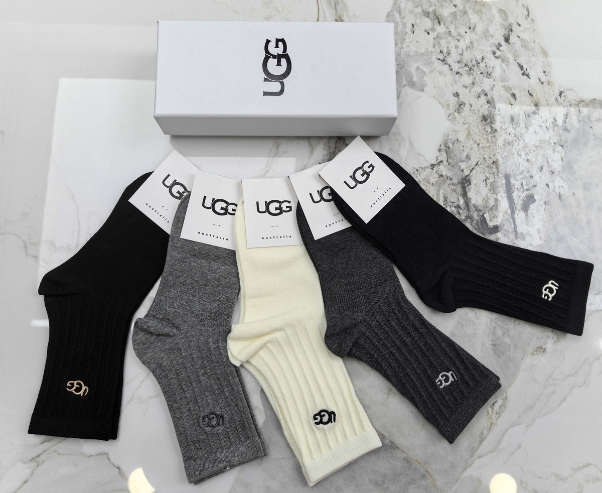 UGG Combed Cotton Crew Socks - 5-Pair Set