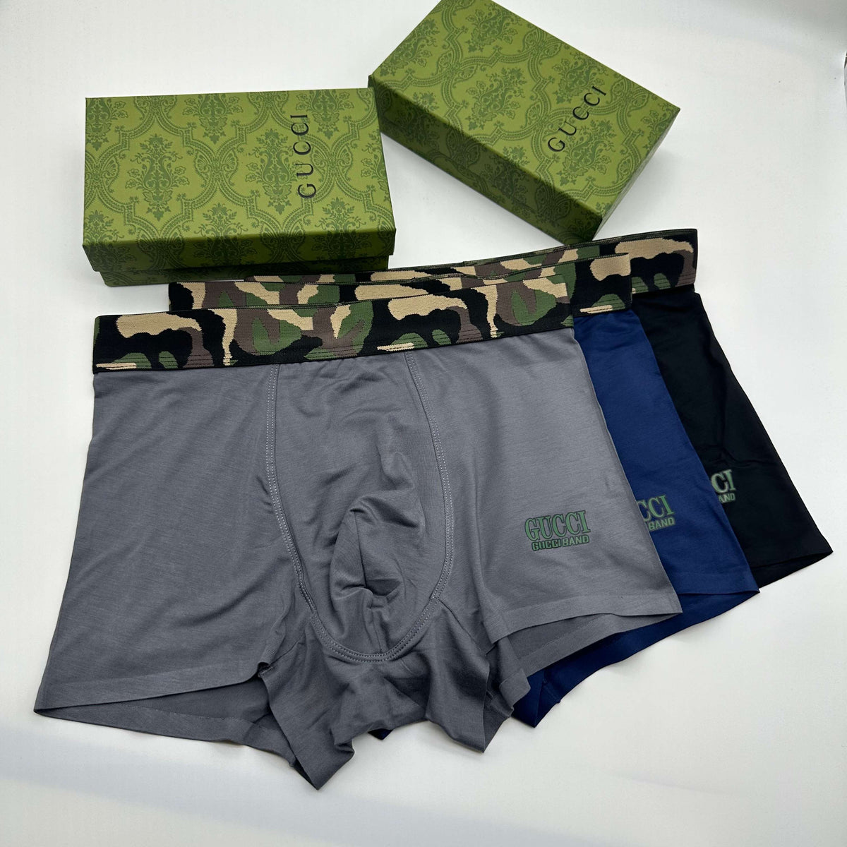 Gucci Grey, Blue, Green & Red Men's Boxer Briefs - 3-Piece Box