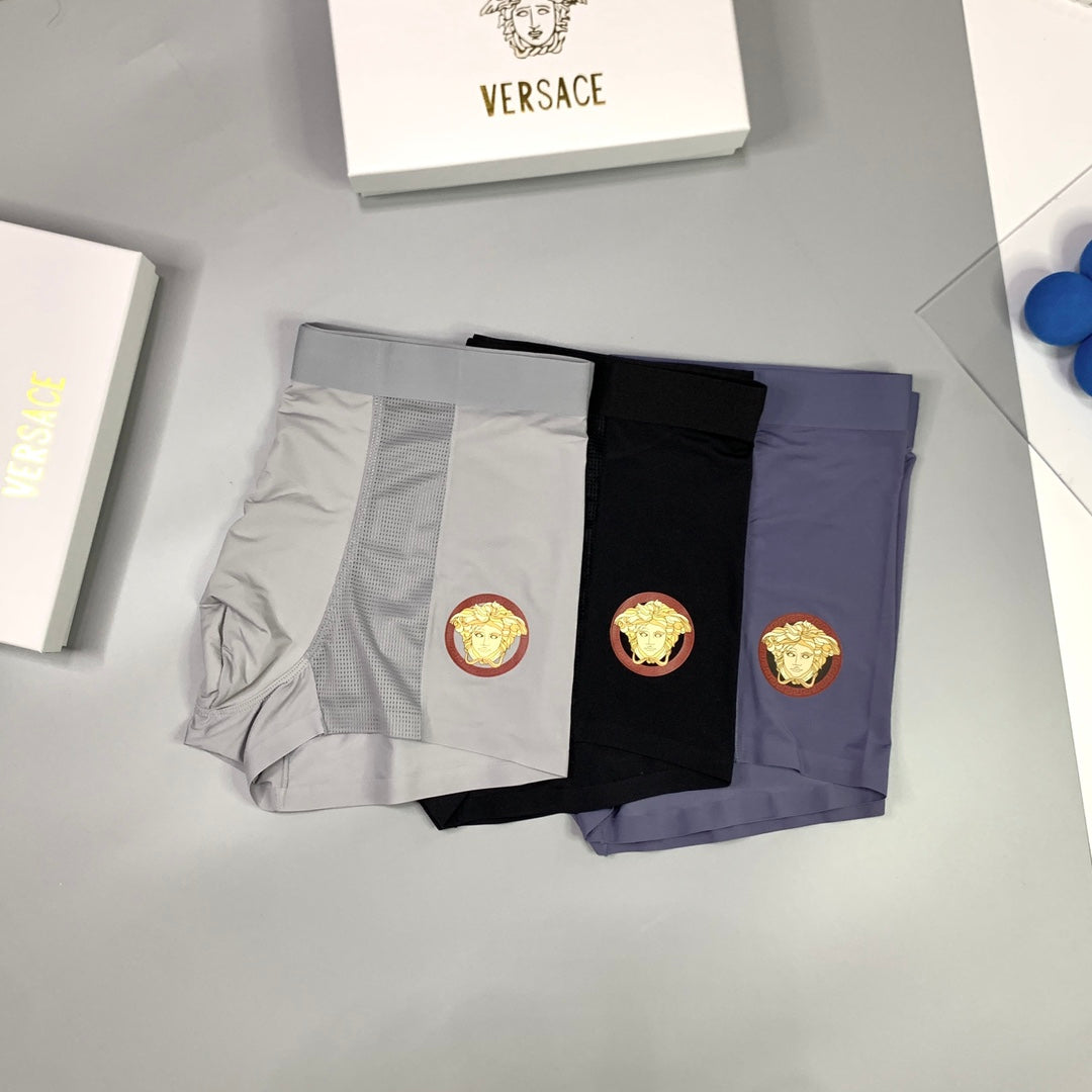 Versace Medallion Patch Details Men's Boxer Briefs - 3-Piece Box