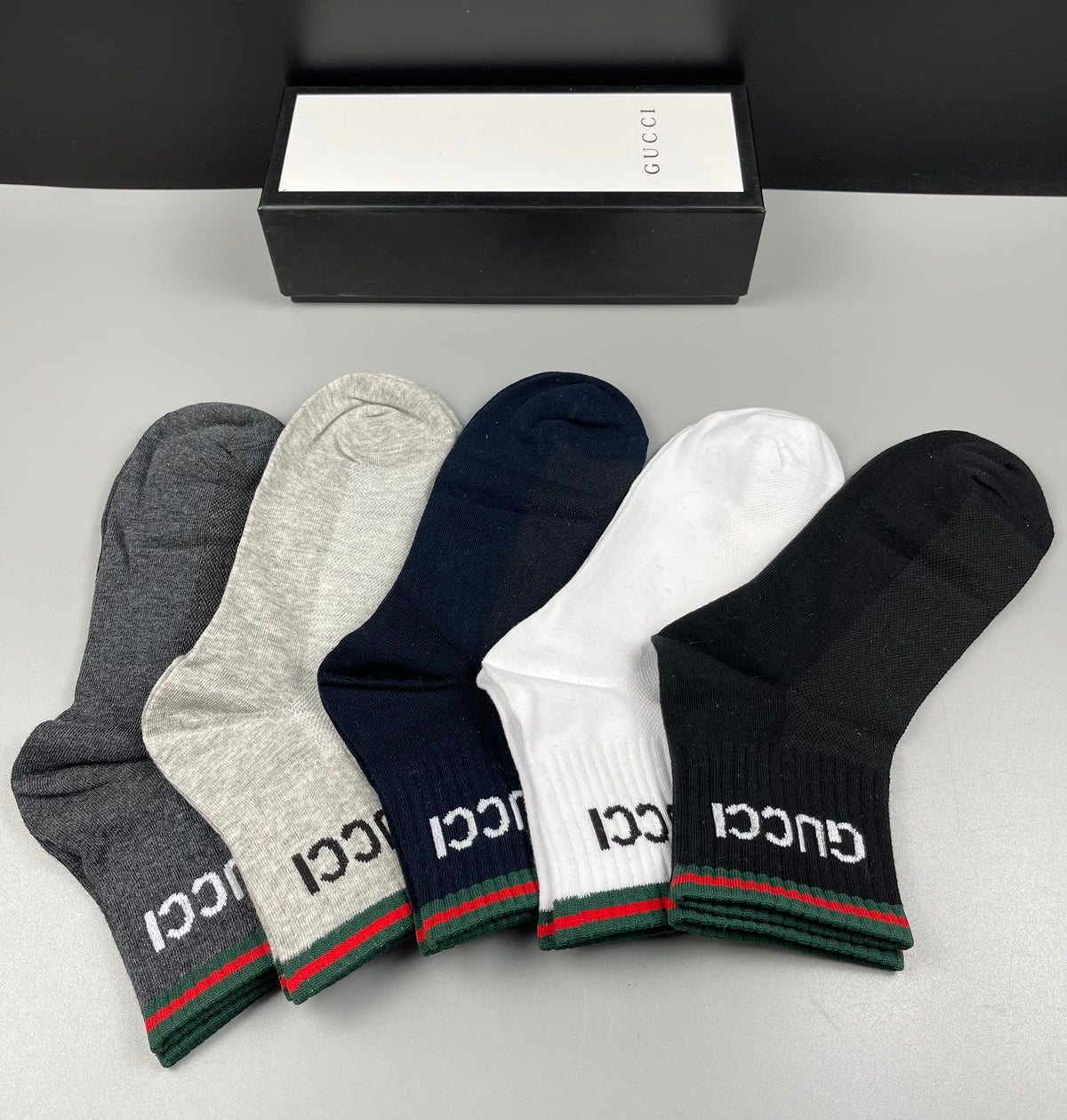 Gucci Cotton Coloured Stripe Panels Crew Socks - 5-Pair Set