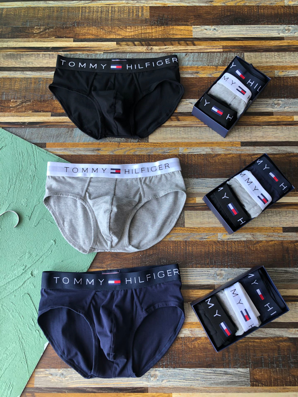 Tommy Hilfiger Flag-Colour Waistband Men's Briefs - 3-Piece Box