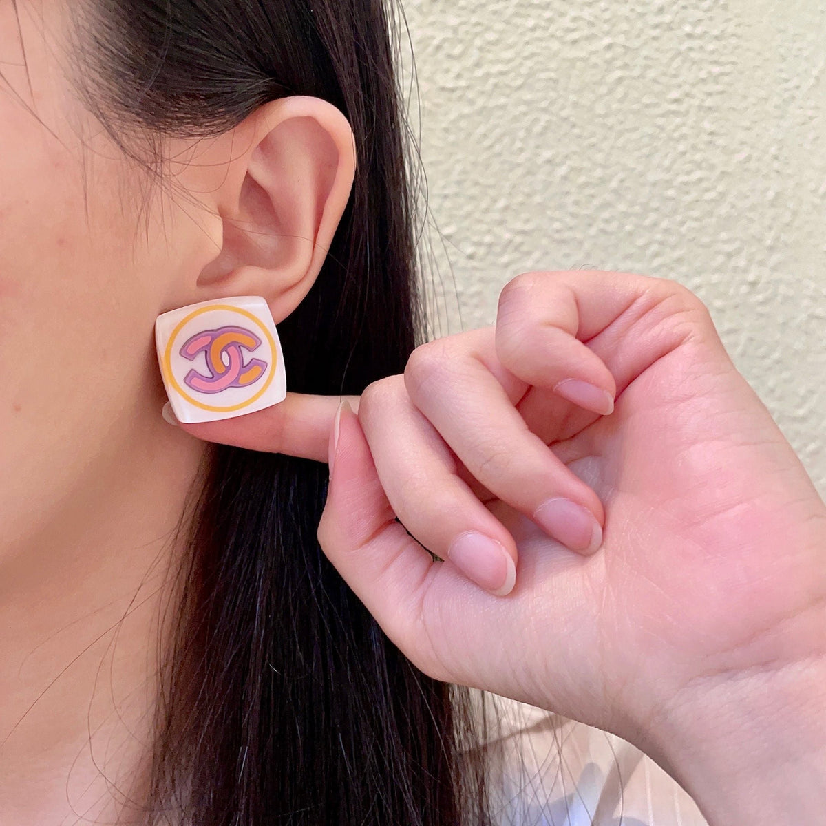 Martin Graham stud earrings in polished metal-tone – front product view