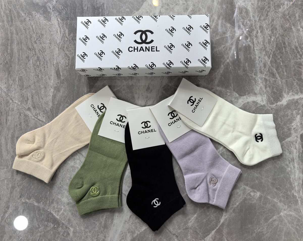 Chanel Combed Cotton No-Show Socks - 5-Pair Set