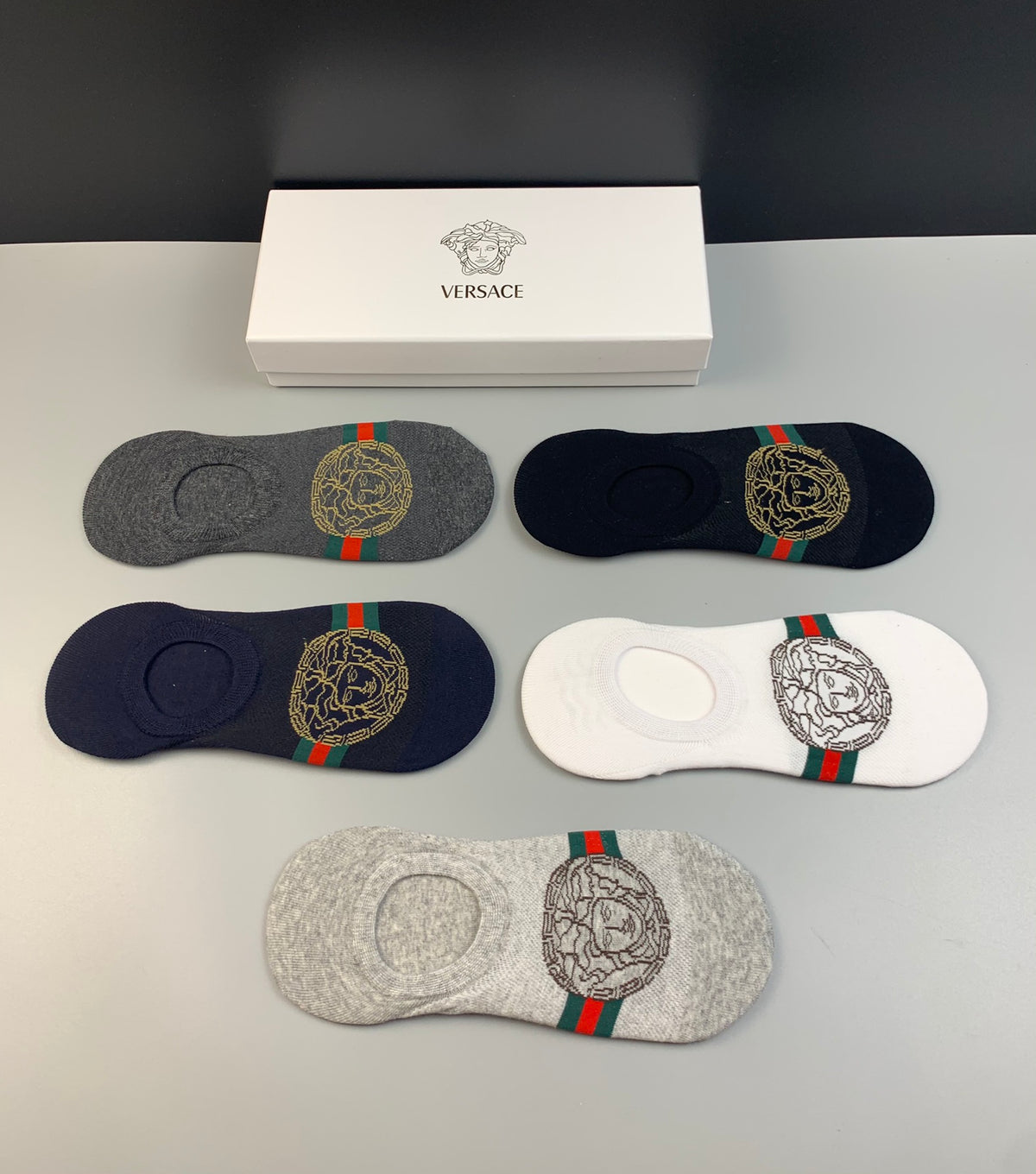 Versace Cotton No-Show Socks - 5-Pair Set