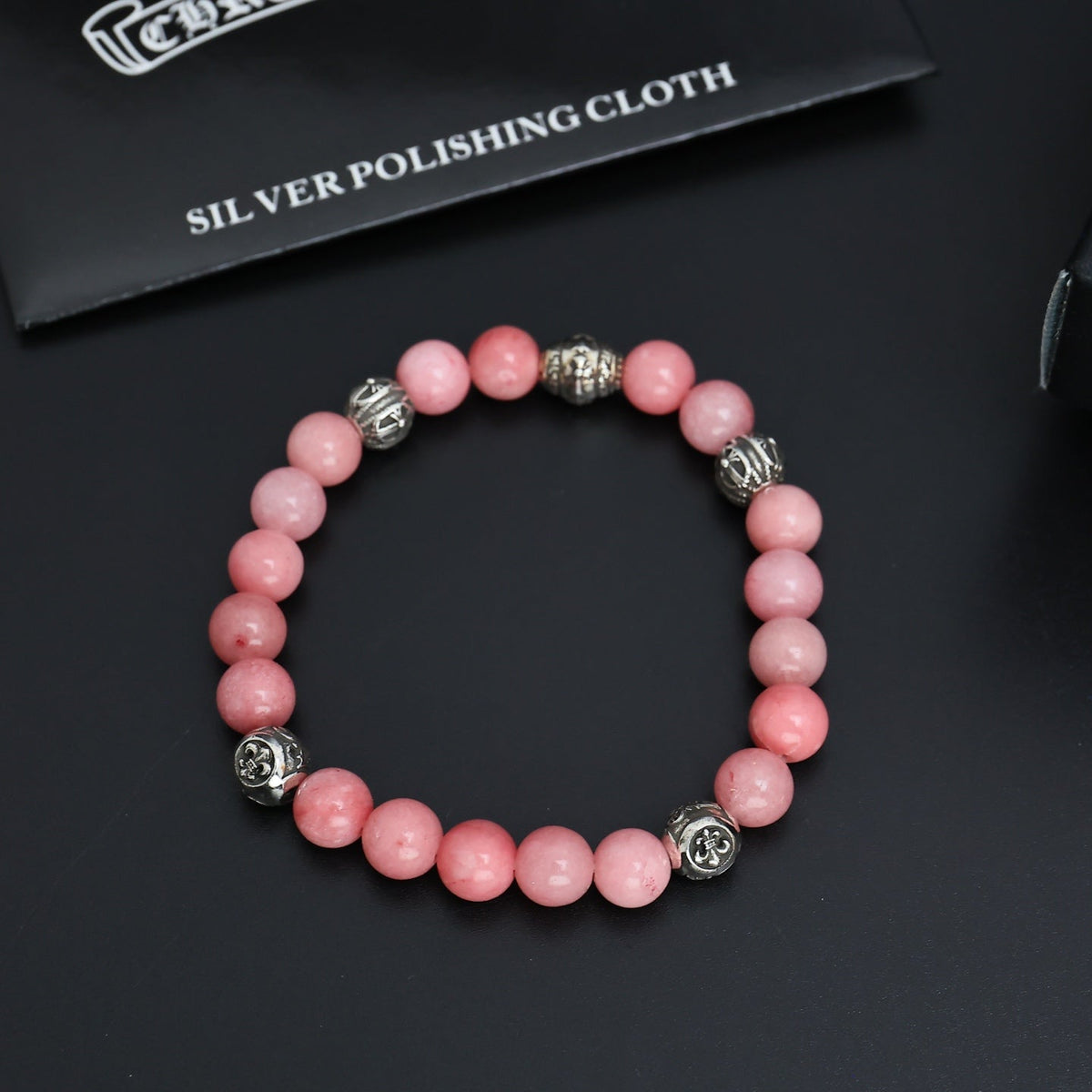 Martin Graham beaded bracelet in polished metal-tone – front product view
