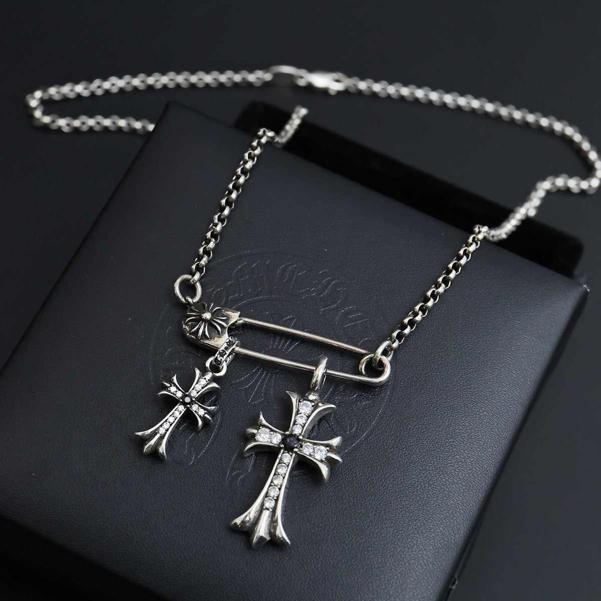 Martin Graham pendant necklace in polished metal-tone – front product view
