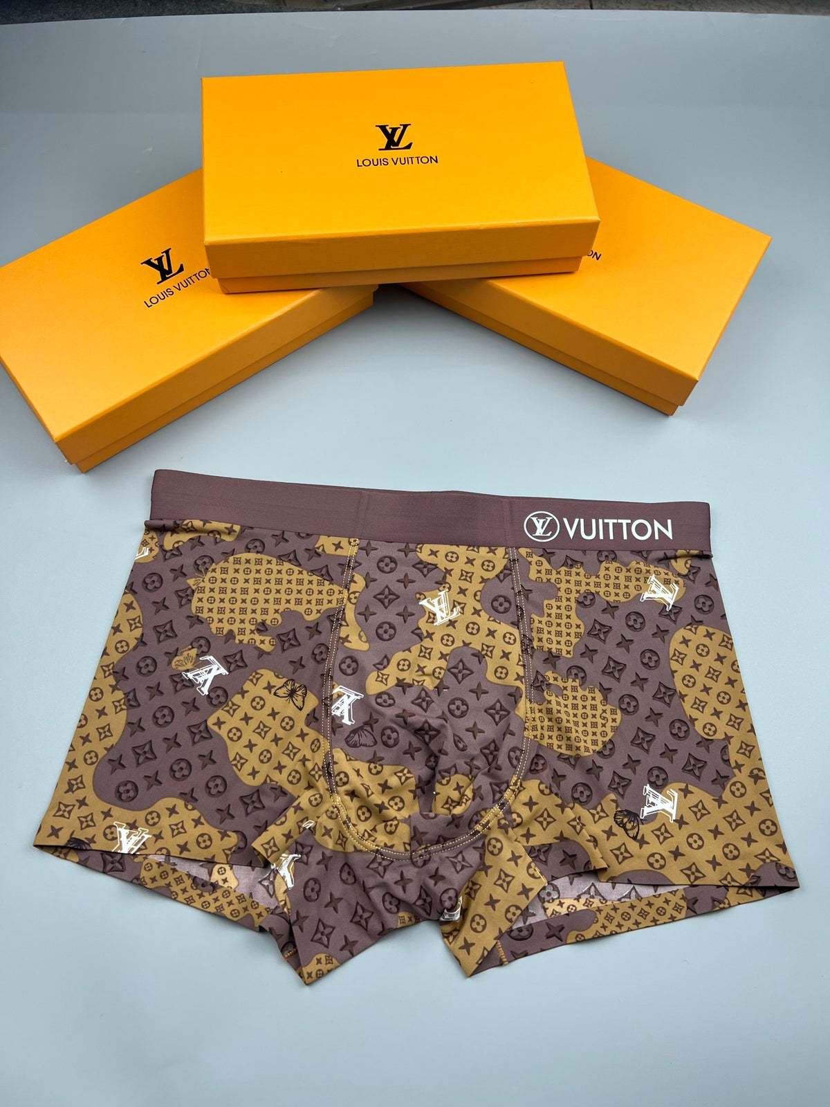 Louis Vuitton All-Over Monogram-Style Prints Men's Boxer Briefs - 3-Piece Box