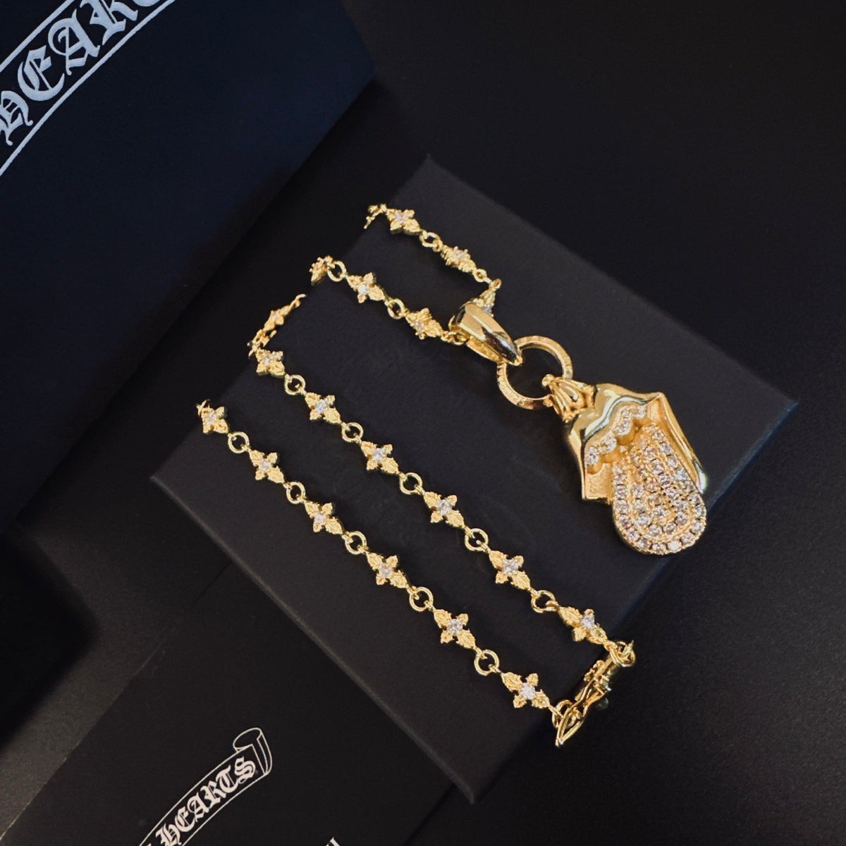 Martin Graham pendant necklace in polished metal-tone – front product view