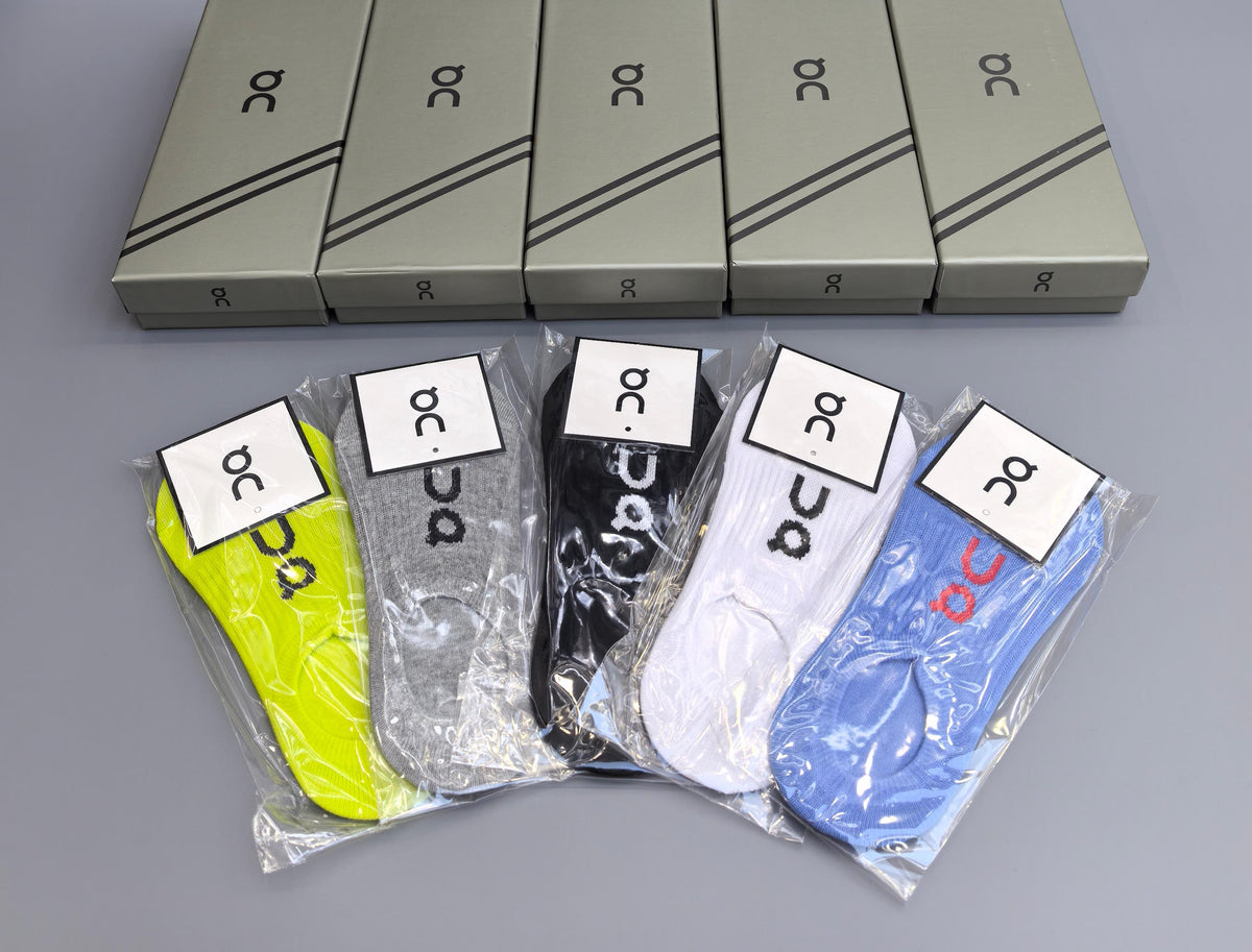 On Cotton Visible Logo, Stripe Or Motif Details Crew Socks - 5-Pair Set