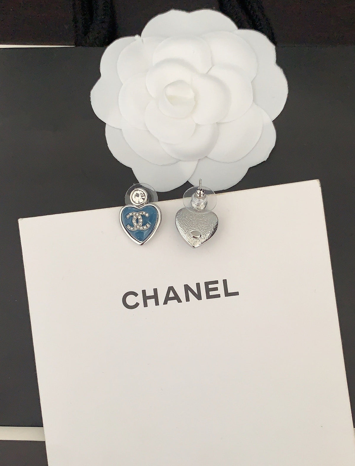 Heart Stud Earrings in Gold-Tone – Heart Detail – Design 003 front product view