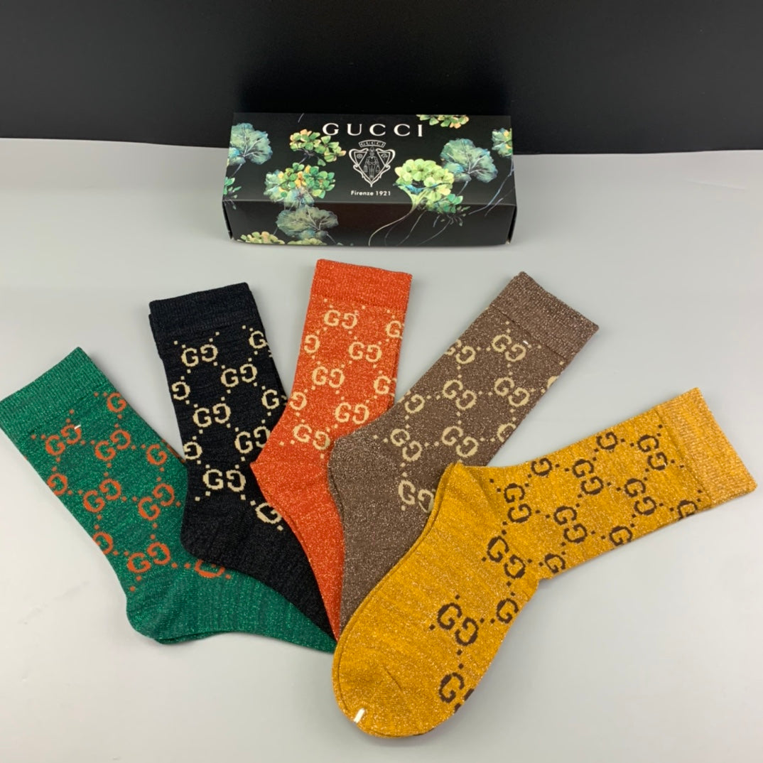 Gucci Colour Monogram Crew Socks - 5-Pair Box