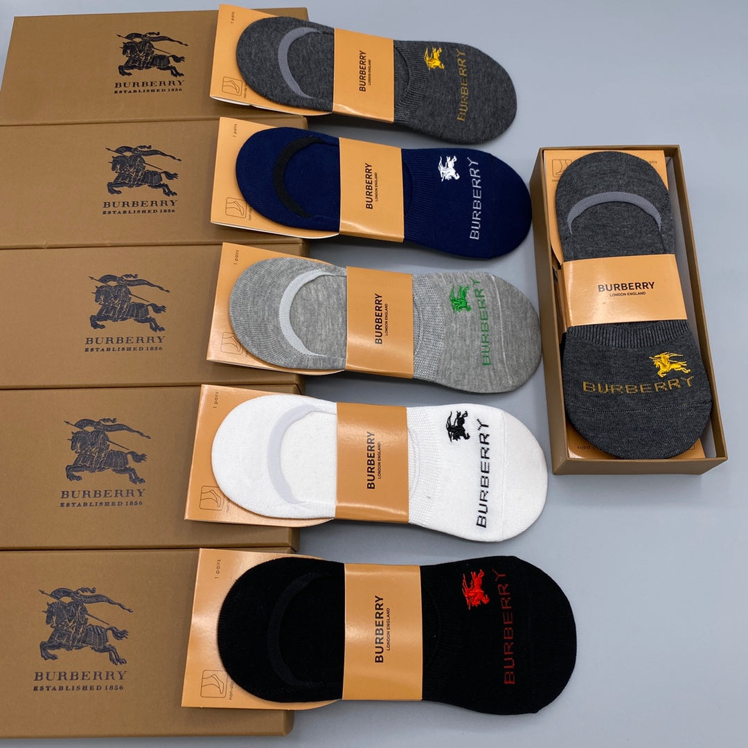 Burberry Shield Crest No-Show Socks - Box of 5 Pairs