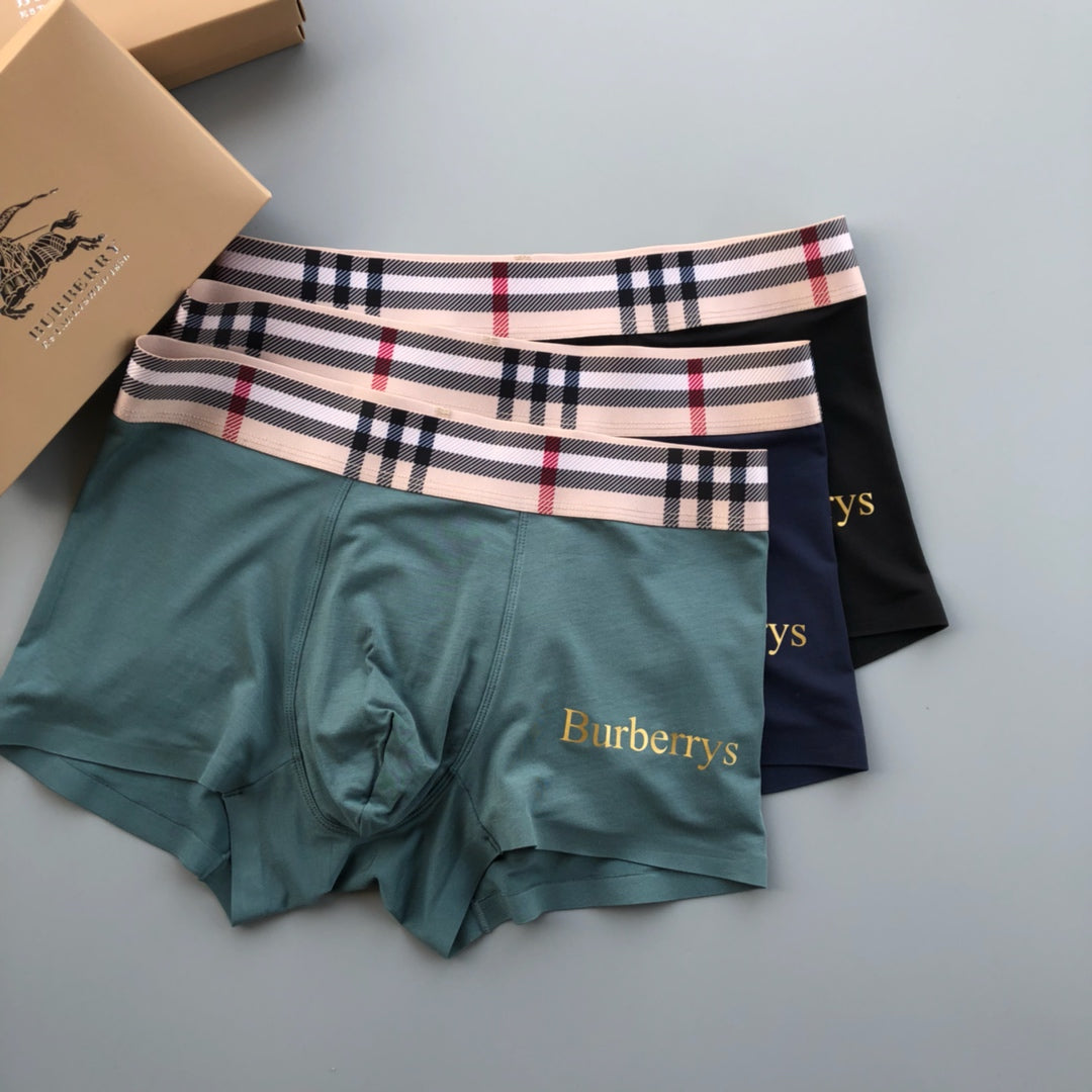 Burberry Contrast Wordmark Waistbands Men's Boxer Briefs - 3-Piece Box
