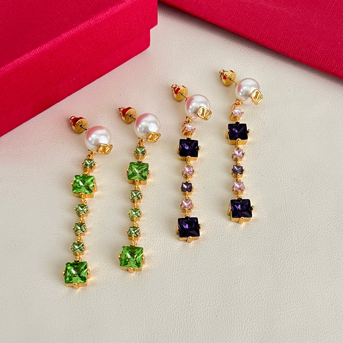 Martin Graham stud earrings in polished metal-tone – front view