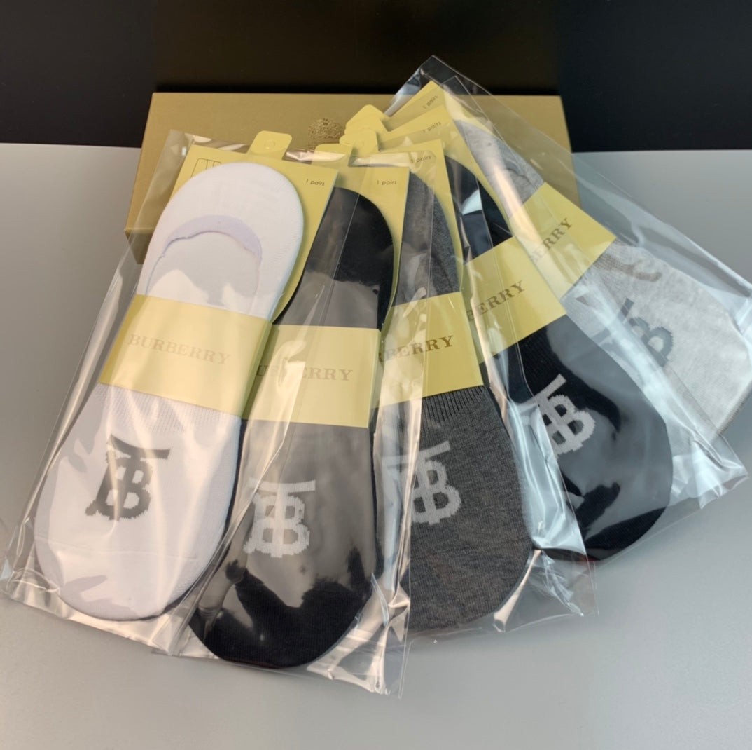 Burberry Bold Initial Details No-Show Socks - 5-Pair Set
