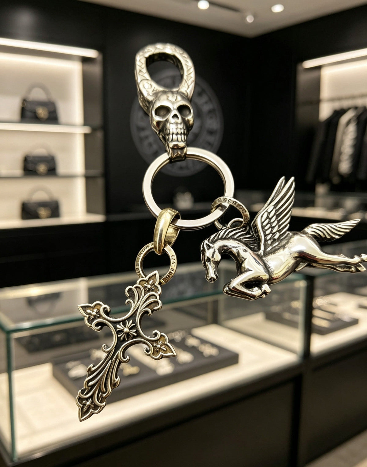 Martin Graham keychain in polished metal-tone – front product view