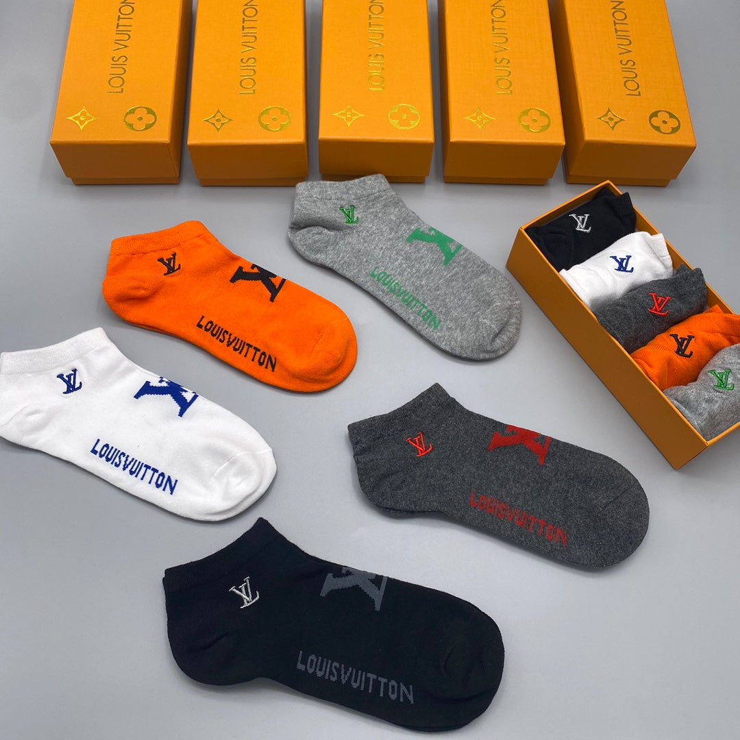 Louis Vuitton Bright Logo Ankle Socks - Box of 5 Pairs