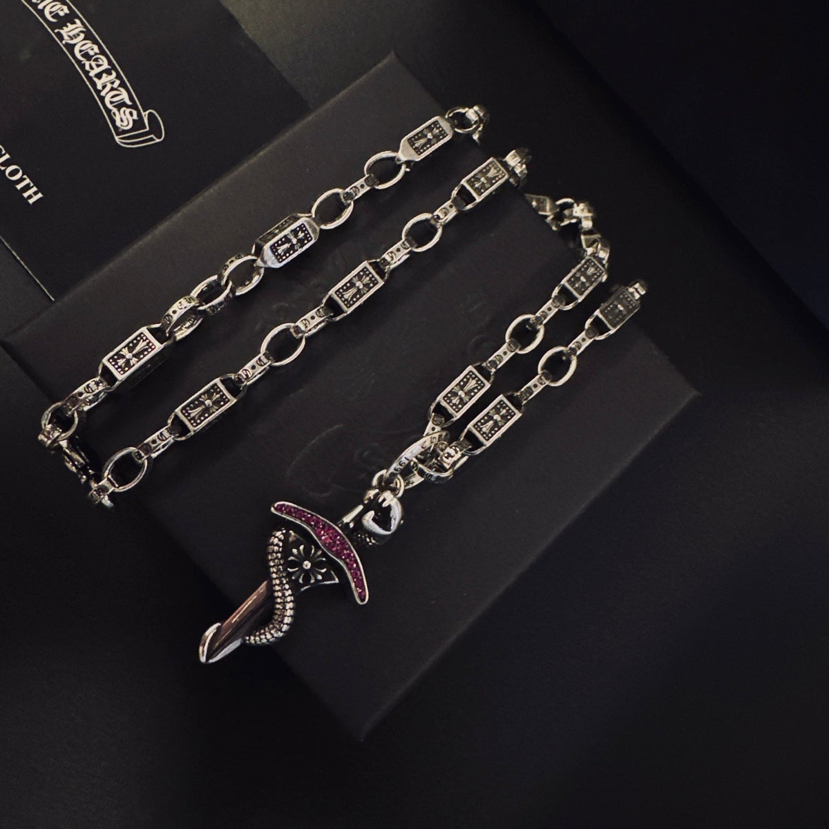 Martin Graham pendant necklace in polished metal-tone – front product view