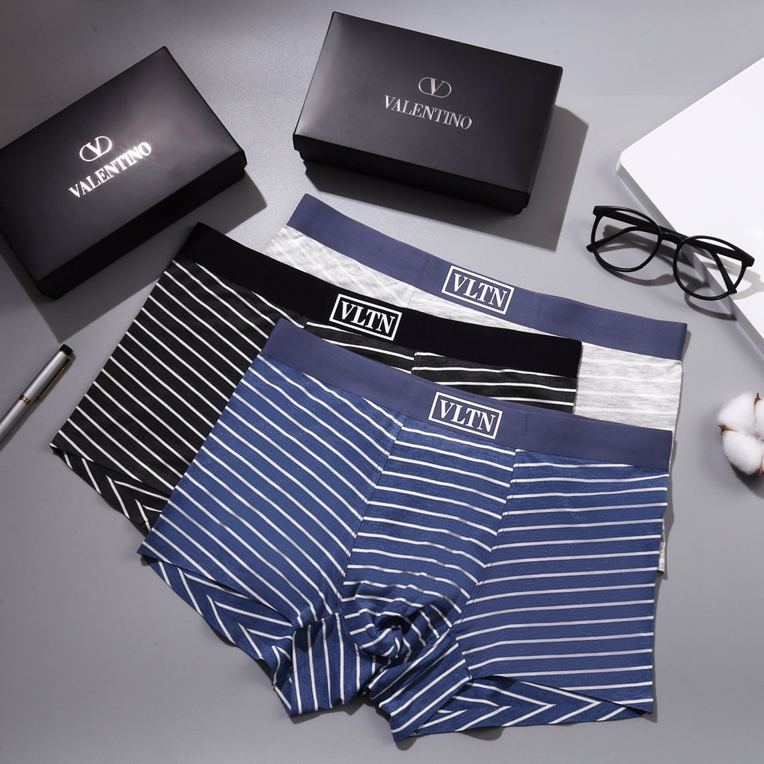 Valentino Broad Logo Waistbands Men's Boxer Briefs - 3-Piece Box