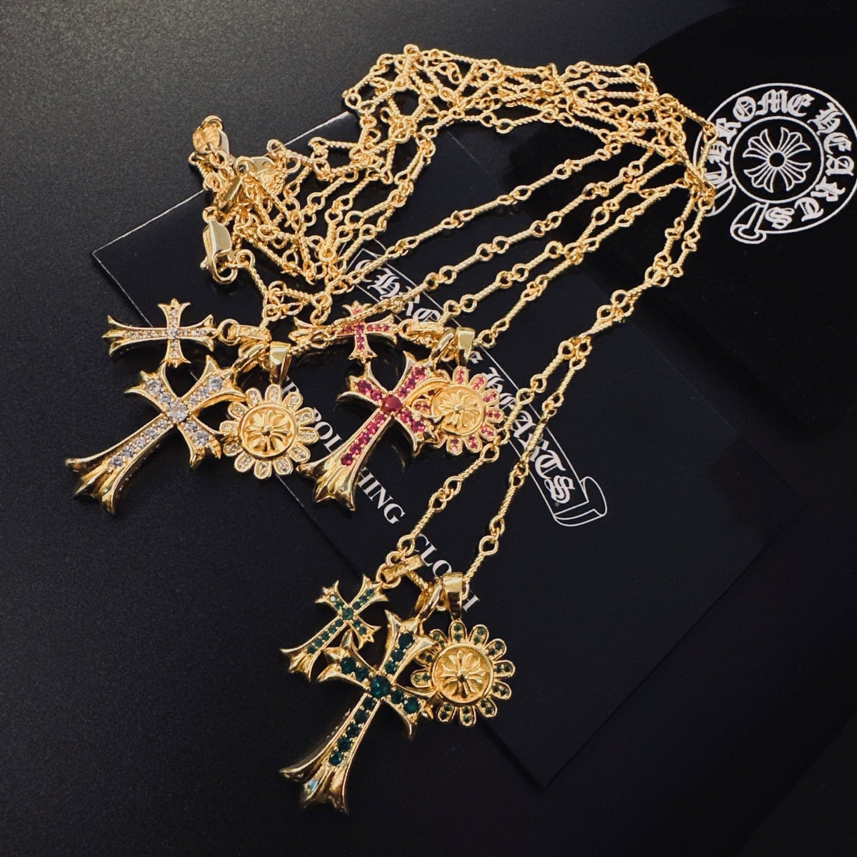 Martin Graham pendant necklace in polished metal-tone – front product view