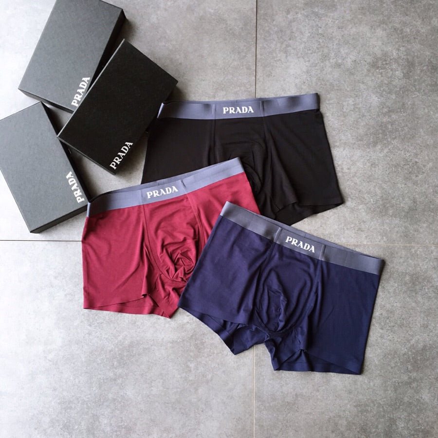 Prada Clean Wordmark Waistbands Men's Boxer Briefs - 3-Piece Box
