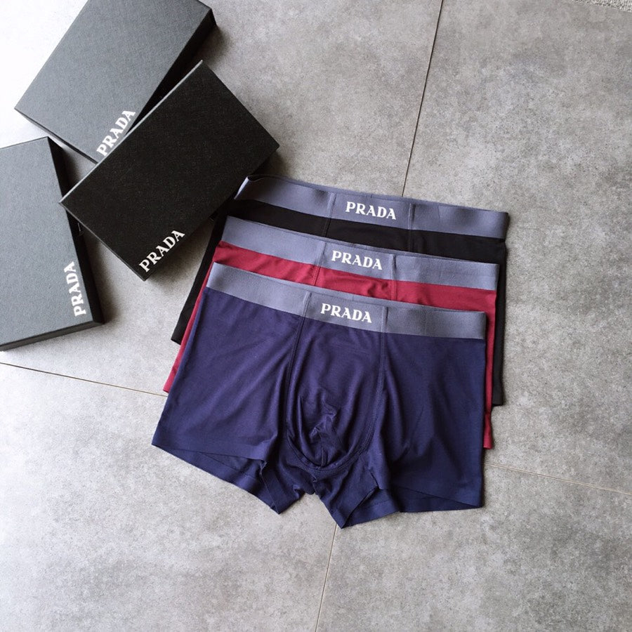 Prada Clean Wordmark Waistbands Men's Boxer Briefs - 3-Piece Box
