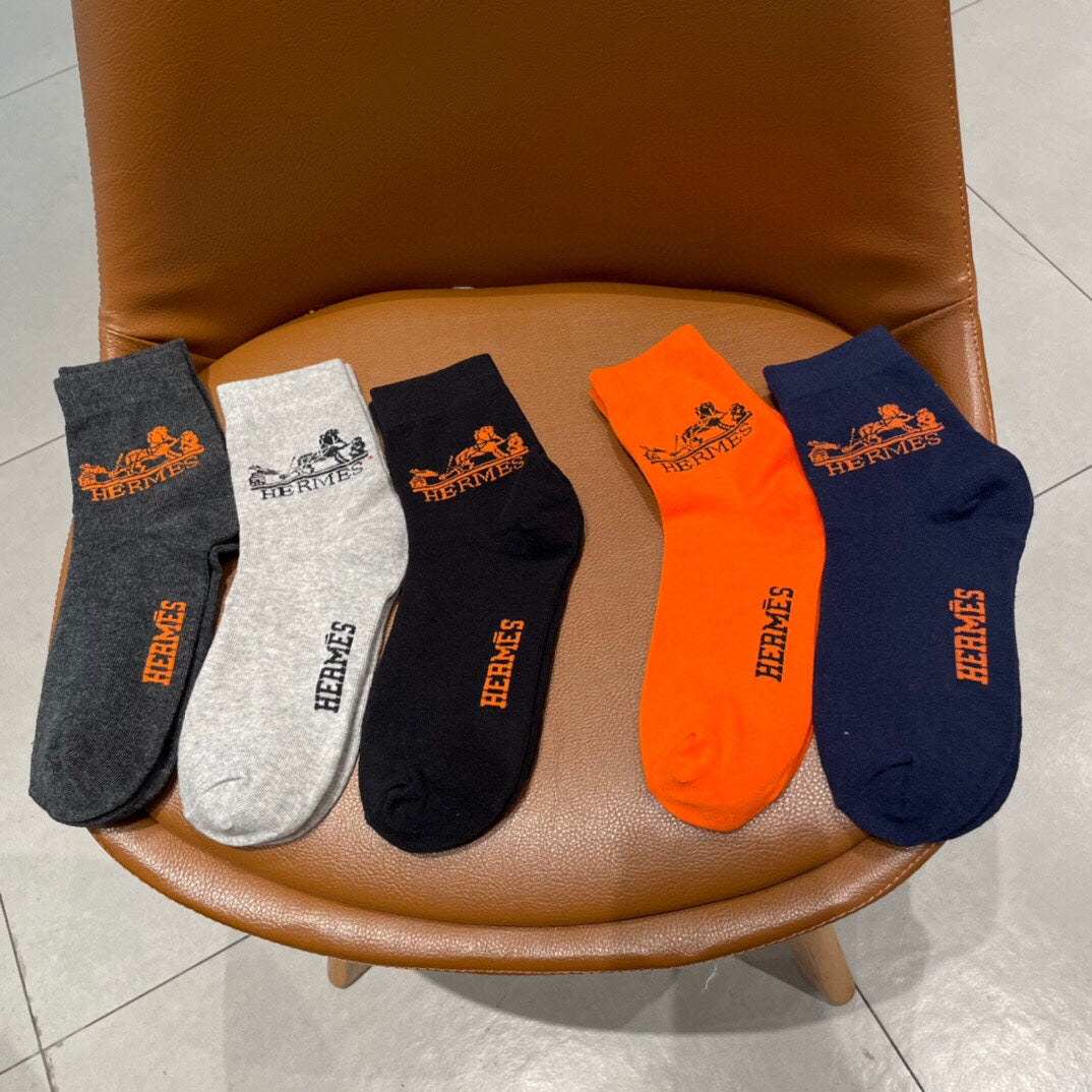 Hermes Horse And Wordmark Details Ankle Socks