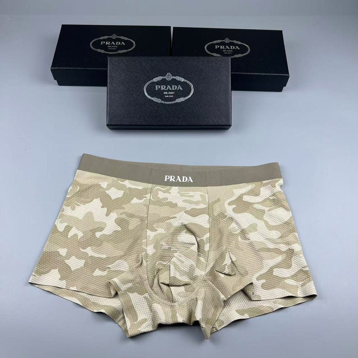 Prada Black, Grey & Khaki Men's Boxer Briefs - 3-Piece Box