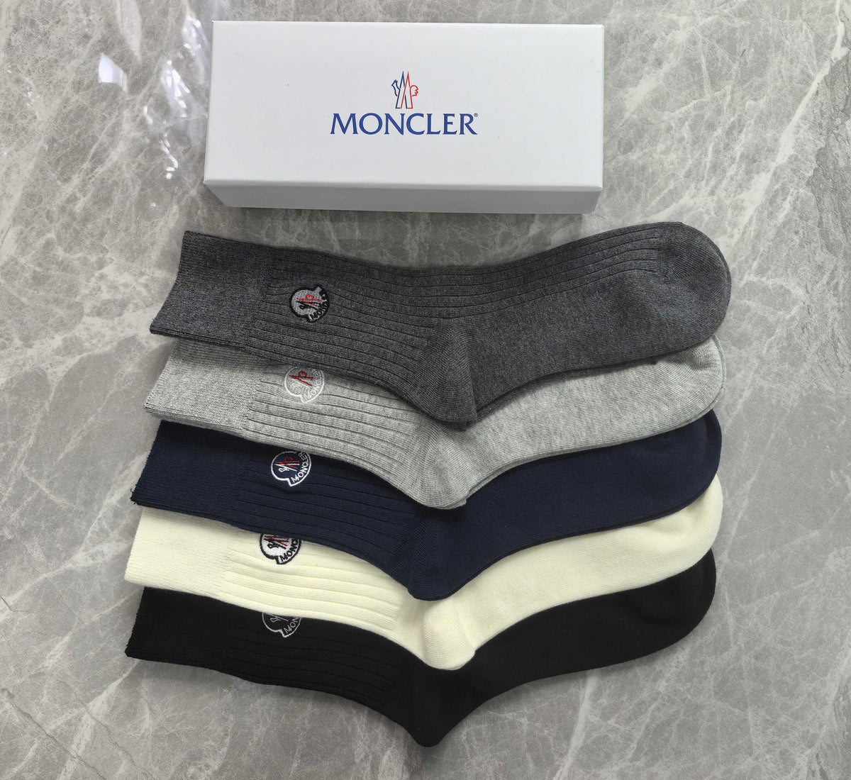 Moncler Small Round Emblems Crew Socks - 5-Pair Set